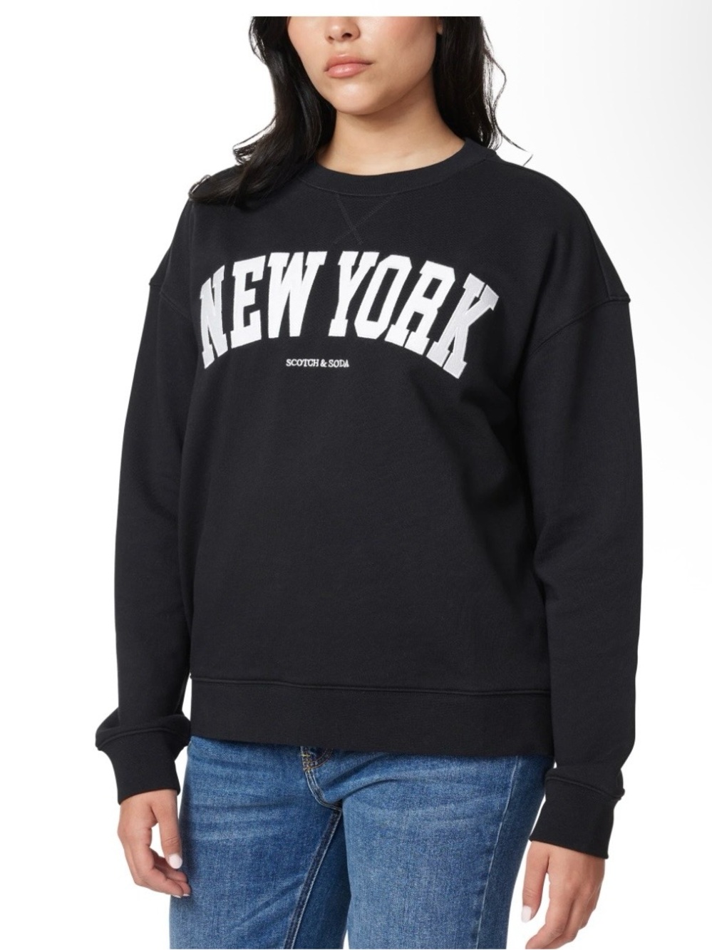 Scotch & Soda Black Crewneck with White 'NEW YORK' Logo
